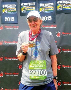 Art Zimmerman at the finish of the Nashville Marathon.